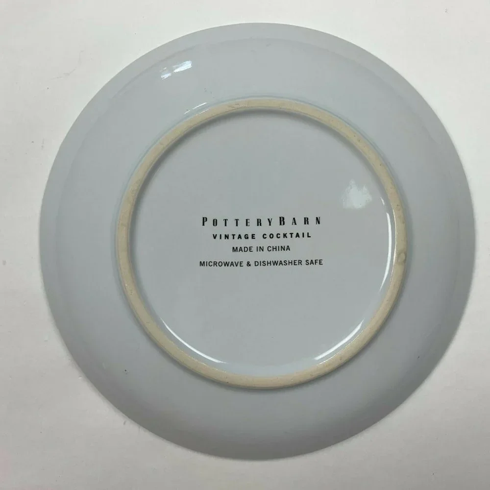 Pottery Barn Vintage Poster Cocktail Plate Rare 2002 8'' Vermouth Martini‎